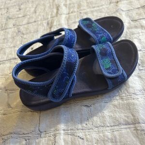 TRAQ BY ALEGRIA TRA-SPA KNIT BACKSTRAP SPORT BLUE SANDALS VELCRO STRAPS SIZE 37